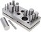 The Beadsmith Steel Disc Cutter Set Includes 4 Punches & Die. Tool for Cutting Corners from: 1/4", 1/2" & 1" Curves & 3/16" x 3/4" Oval Slot Punch. Use Soft Metal Sheet up to 20-24 Gauge & Thinner